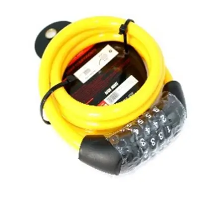 מנעול כבל גמיש מספרים צהוב 10*1200 BOLT