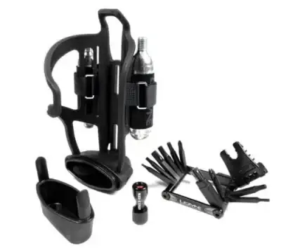 אוחז בקבוק מהצד כולל ערכת תיקון מלאה Lezyne Tubeless Flow Storage Cage SL